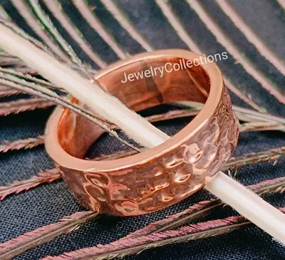 Pure Copper Ring Hammered  Solid Copper Men's Ring Perfect Valentine's Gift B286 • $14.24