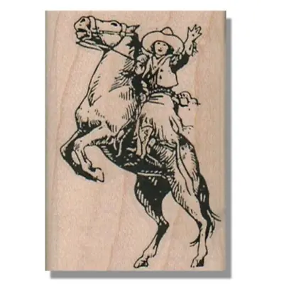 Cowgirl On Horse RUBBER STAMP Western Lady Cowboy Riding Rodeo Horses West • $9.75