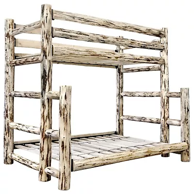 LOG BunkBed TWIN Over FULL Rustic Amish Made Bunk Beds Western Lodge Unfinished • $2469