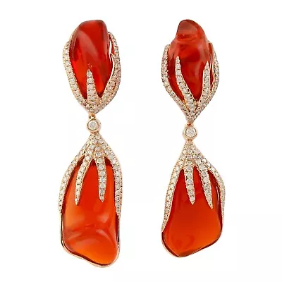 26tcw Mexican Fire Opal Dangle Earrings 925 Sterling Silver Cocktail Jewellery • $328.90