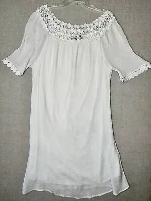 Mlle Gabrielle Dress Size 2X Peasent Maxi White • $9.99