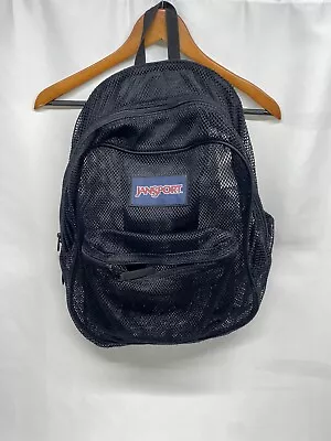 Jansport Black Eco Mesh All Over See-Thru Backpack Bookbag School Gym • $19.99