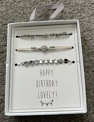£4.99 • Buy Next 3 X Thin Stacking Bracelet Set (birthday) - New In Gift Box.