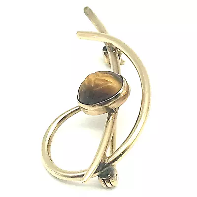 Van Dell Signed Tiger's Eye Scarab 12KFG Pin Brooch • $22