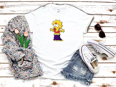 £9.50 • Buy Maggie Simpson Cartoon Simspons White Women's 3/4 Short Sleeve T-Shirt P104