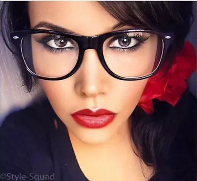 Sexy Geek Square Glossy Clear Lens WaYfe Fashion HOT Women Eyeglasses Frames M L • $10.90