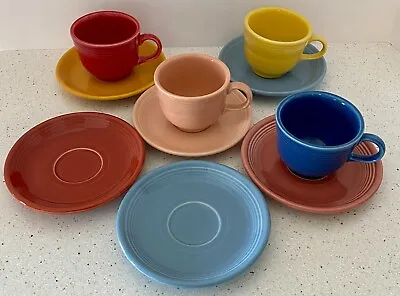 Vintage Lot Of 10 Pieces Of Mixed Fiestaware Cups & Saucers Teacup Coffee Fiesta • $10
