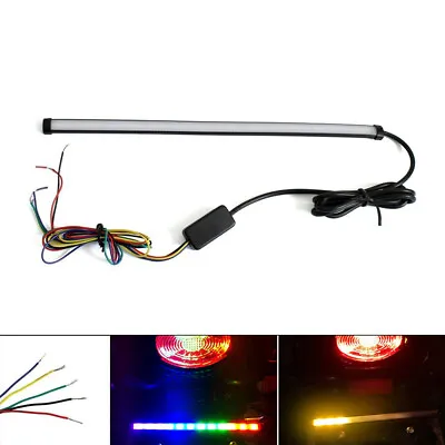 Motorcycle LED Motorbike Strip Tail Indicator Brake Rear View Turn Light Yellow • £10.78