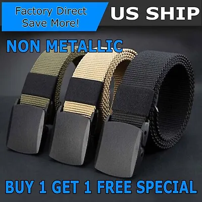 Men's Plastic Cam Buckle Nylon Canvas Tactical Waistband Webbing Military Belt • $5.75