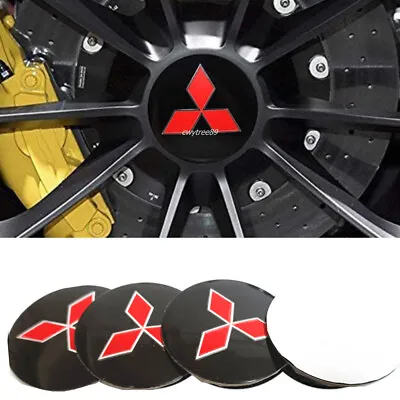 4PCS 2.2'' Red Black Car Wheel Rim Center Cap Stickers 56mm For Mitsubishi MIVEC • $10.98