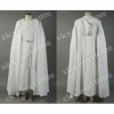 The Lord Of The Rings Gandalf White Robe Cape Costume Cosplay Cloak Outfit • £44.28