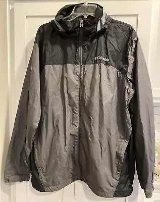 Columbia Men Waterproof Packable Hooded Rain Jacket(Grey/black) Sz L • $21.99