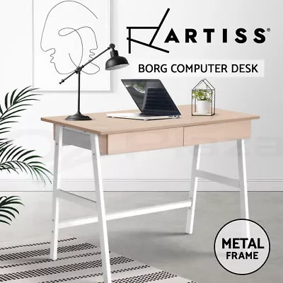 Artiss Computer Desk Drawer Cabinet Home Office Study Table Oak 100CM • $107.95