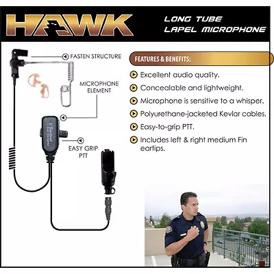 HAWK QR Police Lapel Mic Earpiece For Motorola Saber 1 2 3 I II III / Astro • $134.70