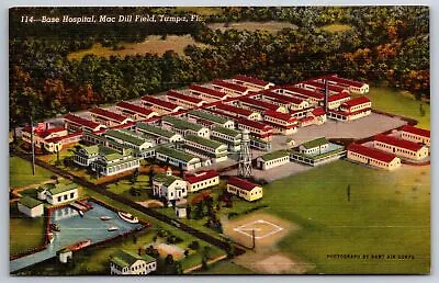 Tampa Florida~Mac Dill Field~Army~Base Hospital Birdseye View~Linen Postcard • $13