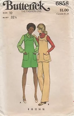 £9.95 • Buy Butterick Sewing Pattern 6858 Pinafore Dress, Tunic Trousers, Yoke Vtg 1970s