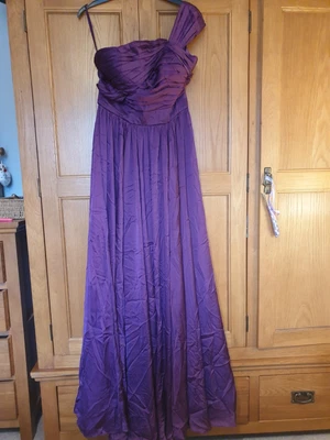 £30 • Buy Purple Floor-length Draped Grecian Bridesmaid Prom Evening Dress Size 10-12