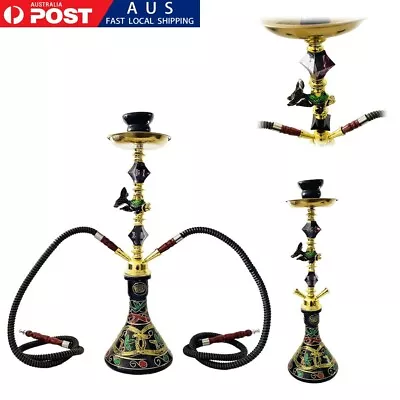 2 Hose Traditional Collectible Glass Fish Shisha Hookah 53cm Complete Set Gift • $89.06