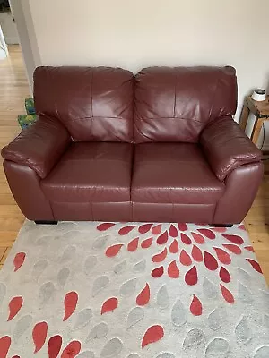 Milano Leather 2 Seater Sofa - Burgundy • £90