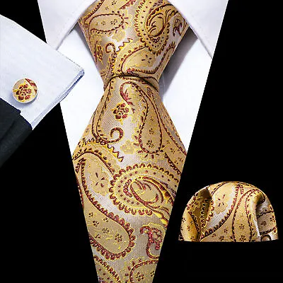 300 Styles Mens Silk Tie Pocket Square Hanky Cufflinks Wedding Work Prom Set • £9.59