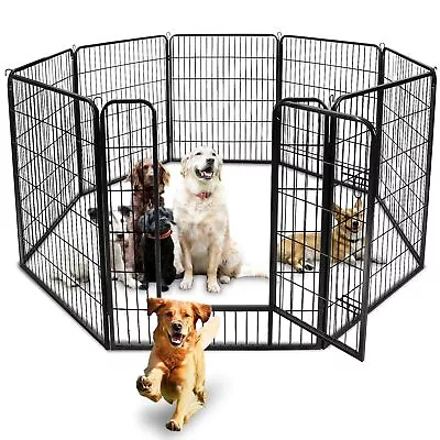 8 Panels Metal Dog Playpen Pet Fence Portable Puppy Playpen 39 H Exercise Pen • $91.58