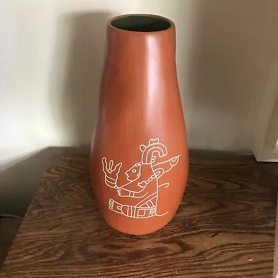 Vintage Mid Century Modern Pottery Vase With Hecho A Mano Teotihuacan Mexico • $74
