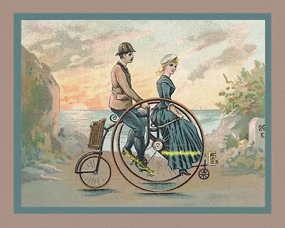 5x7 Vintage VELOCIPEDE BICYCLE FOR TWO Steampunk Art Print • $7.99