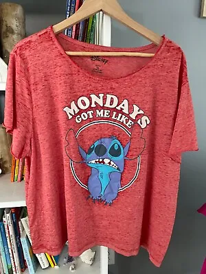 Disney Lilo & Stitch  Cropped Top T Shirt Mondays Got Me Red Summer 3X 22-24 • $7.99