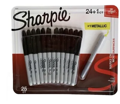 Sharpie Mini Permanent Markers 24 Fine Point Black + 1 Metallic Autographs 25 Ct • $18.95