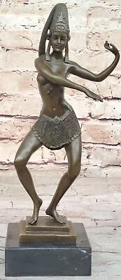 Bronze Dancing Lady Signed CHIPARUS Art Deco Style Marble Base Home Decor Deal • $149