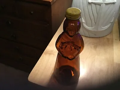 Vintage Mrs. Butterworth's Amber Brown Glass Syrup Bottle With Cap 8” Tall • $10