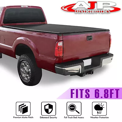 6.8FT / 81  Bed Soft 4-Fold Tonneau Cover For 1999-2016 Ford F250-F550 SuperDuty • $224.99