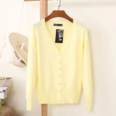 $15.18 • Buy Women's Cardigan Long Sleeve Open Front Jacket Buttons Casual Loose Top Blouse -