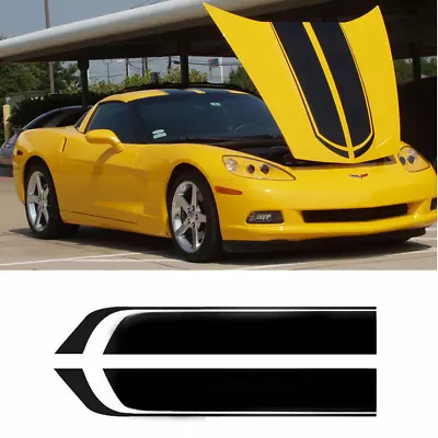 Glossy Black Sport Car Front Hood Decal Stripe Sticker For Chevy Corvette C4 C5 • $15.29