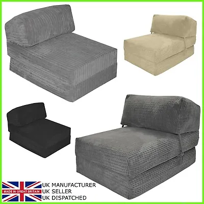£59.95 • Buy Gilda Jumbo Cord Chair Z Bed Fold Out Futon Single Guest Mattress Sofa Bed Foam