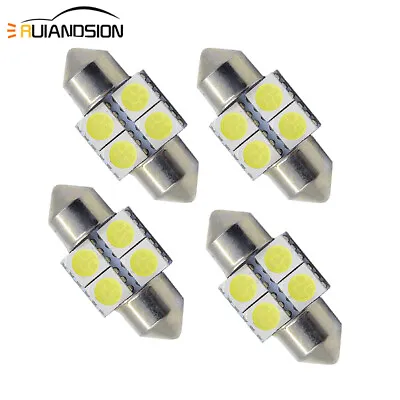 4x 12V 28mm 5050 4 LED Car Interior Festoon Dome Light License Plate Bulb White • $4.50