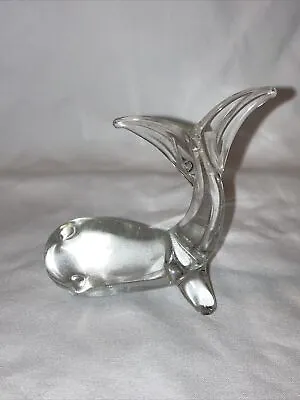 LICIO ZANETTI MURANO ITALY HAND BLOWN CRYSTAL WHALE 1960 MCM SCULPTURE Small A27 • $84.74