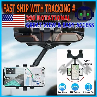 Universal 360° Car Rearview Mirror Mount Stand Holder Cradle For Cell Phone GPS • $5.95