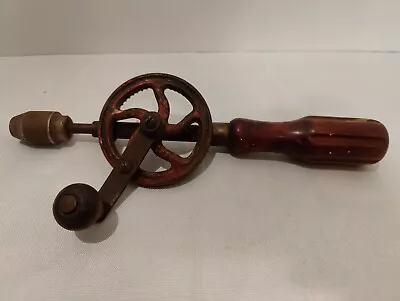 Vintage Millers Falls Hand Drill Egg Beater Drill Wood Handle Works! • $28