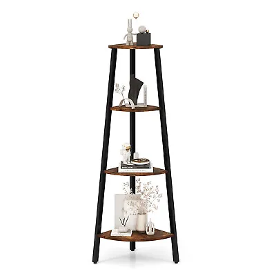 4-Tier Corner Ladder Shelf With Metal Frame Anti-toppling Device Freestanding • $49.99
