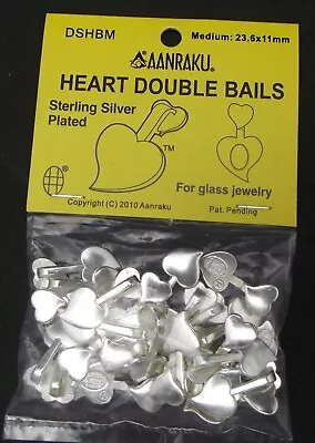 Aanraku Double Heart Bails Silver Plated Large 25 Glue-on Display Fused Glass • $13.95