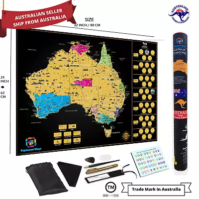 $39.95 • Buy Large Glossy Deluxe Scratch Off Map Of Australia Poster Travel Atlas Decor Tools