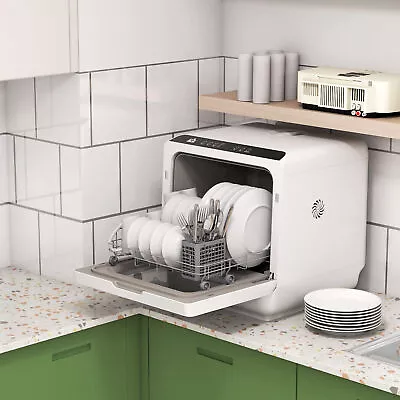Tabletop Dishwasher Mini Countertop Dishwasher W/ 4 Place Settings 6 Programmes • £229.99