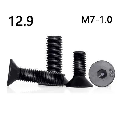 M7-1.0 Black 12.9 Steel Hex Socket Bolts Countersunk Flat Head Screws • $111.82