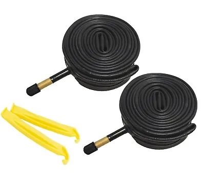 700x35-43c Inner Tube + Yellow Tire Levers 48mm Valve Hybrid Cycling Road Bike • $12.95