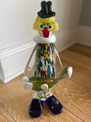 Murano Art Glass Clown Green Guitar Vintage Made In Italy 11” • $55