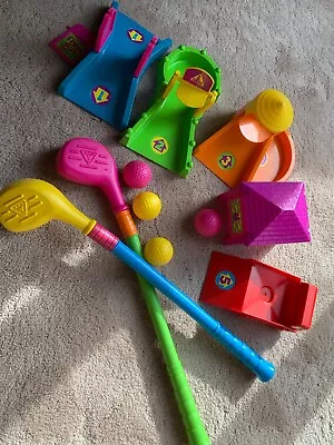 Plastic ELC Multicoloured Crazy Golf Set Inc 2 Clubs 4 Balls And 5 Putting Holes • £3.50