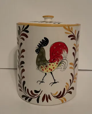 Cookie Jar W/  Rooster & Fruit Basket  Italy A/23 Ceramic Vintage 9” Tall W/ Lid • $32