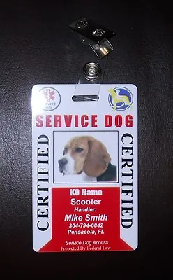 $19.95 • Buy Service Dog ID Card For Working Dog ID Badge Service Animal Custom Certified 30