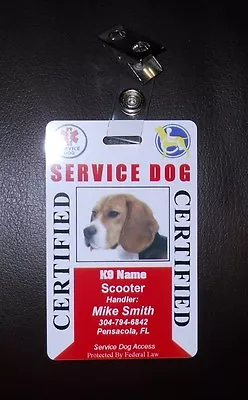 $19.95 • Buy Service Dog ID Card For Working Dog ID Badge Service Animal Custom Certified 30